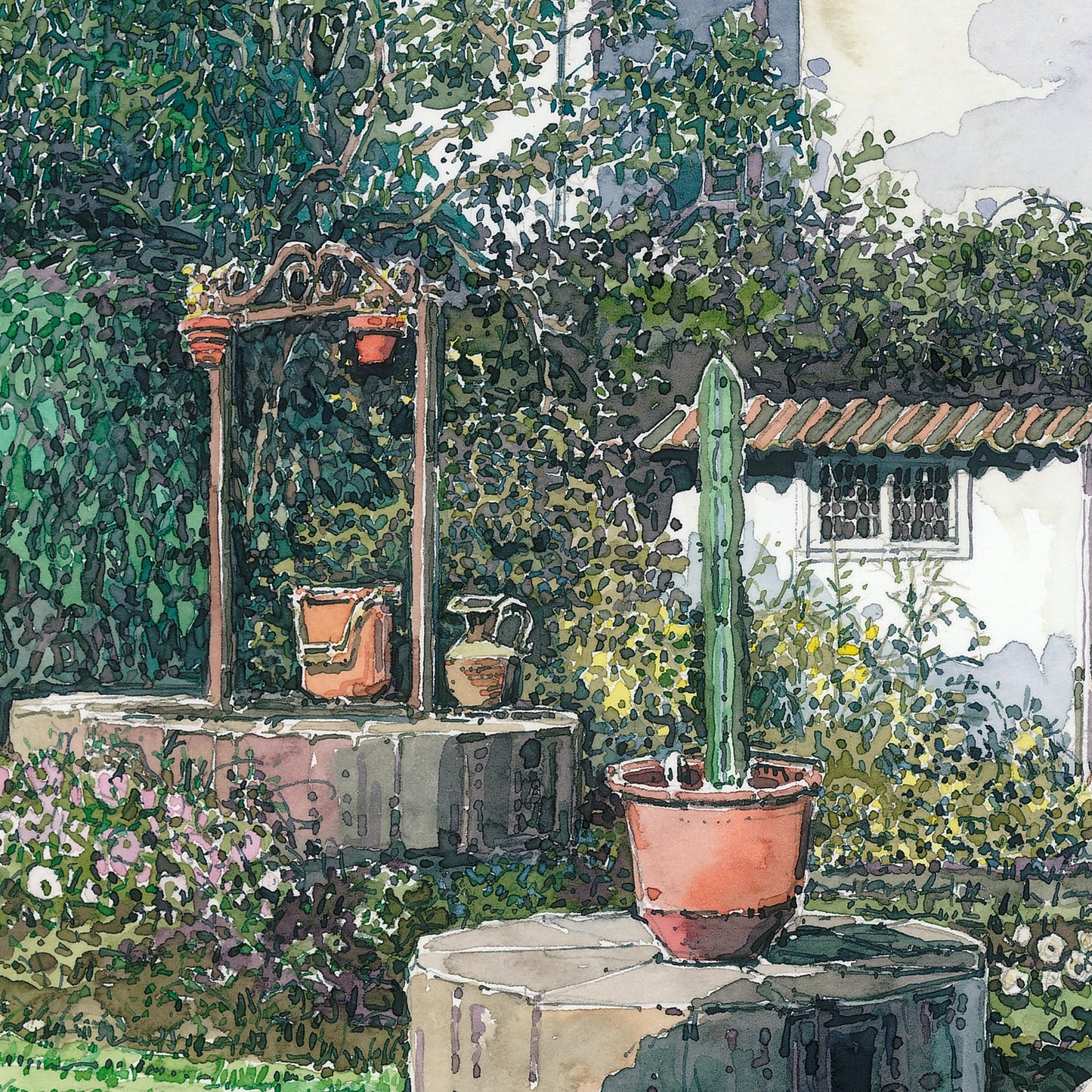 Patio Gallego, Cee, Galicia, Spain – Watercolour Art Print Poster