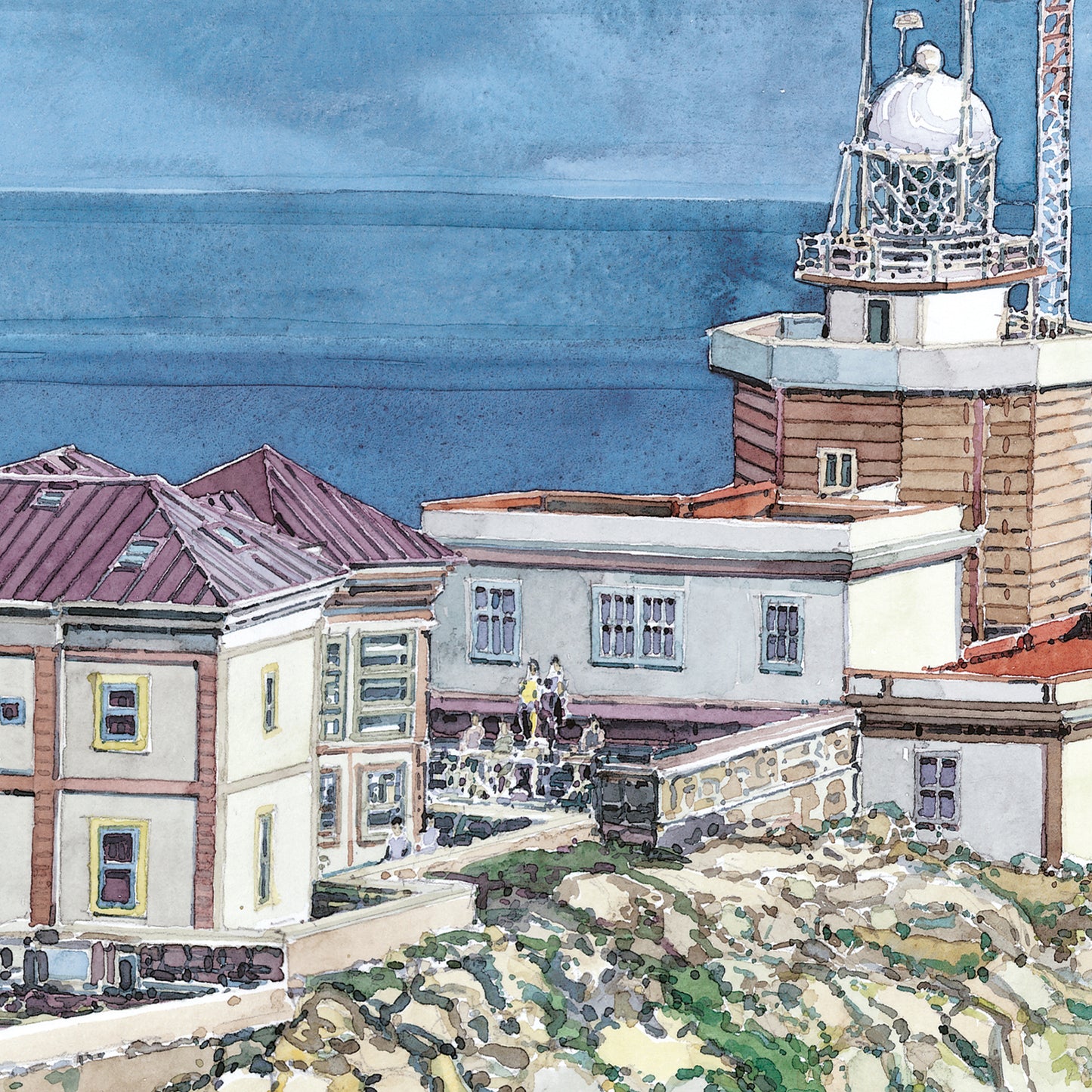 Faro de Finisterre, Galicia, Spain – Coastal Watercolour Poster