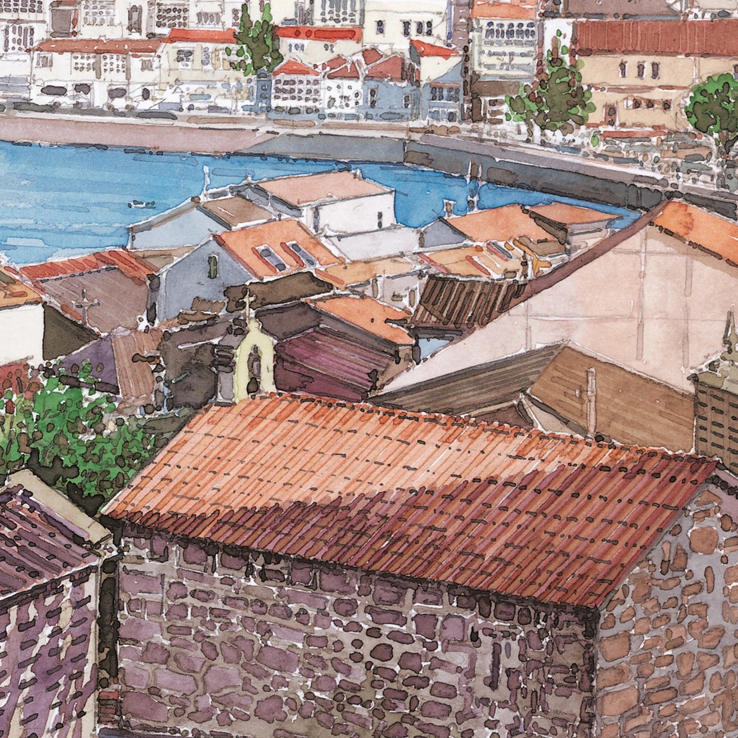 Corcubión, Galicia, Spain – Stunning Coastal Watercolour Art Piece