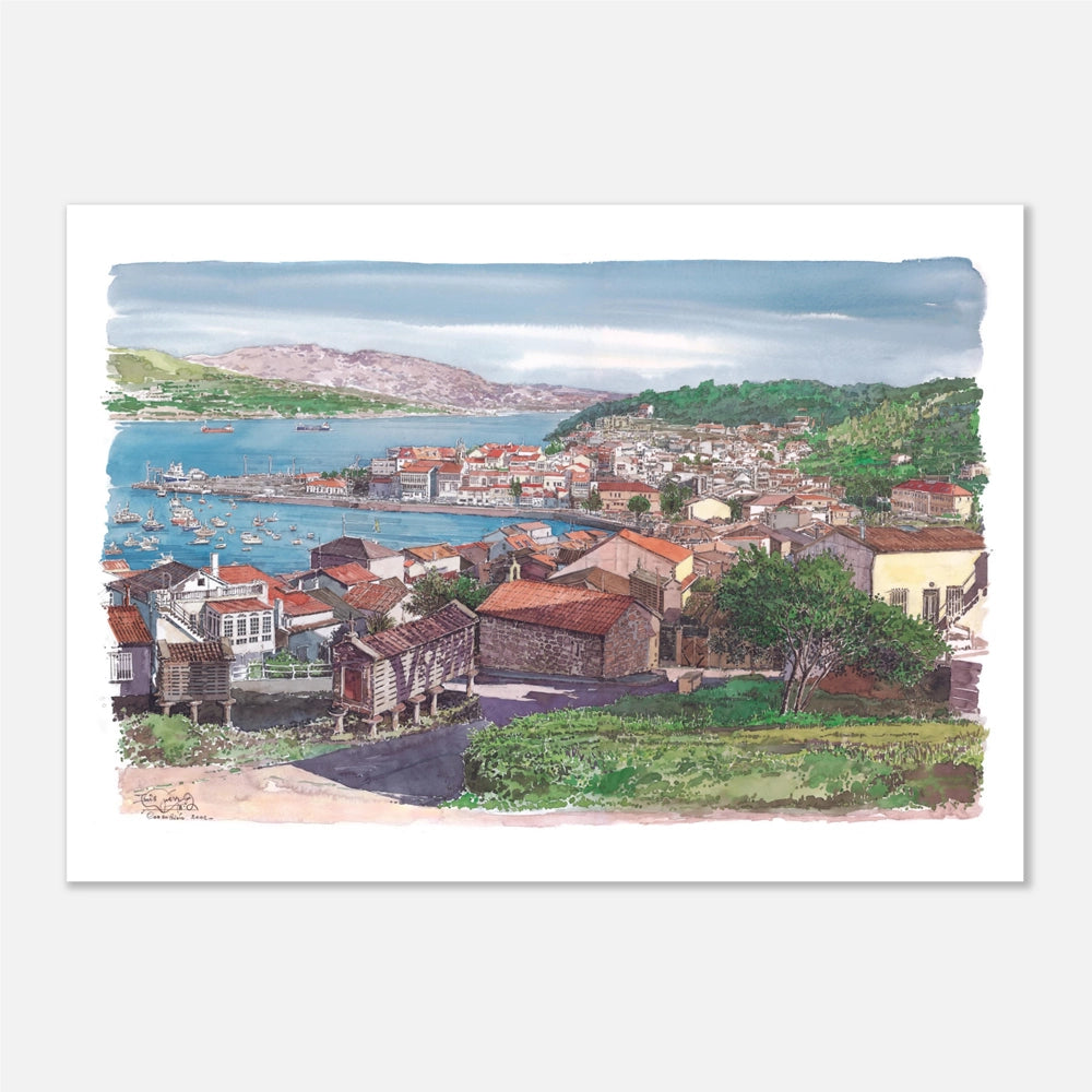 Corcubión, Galicia, Spain – Stunning Coastal Watercolour Art Piece