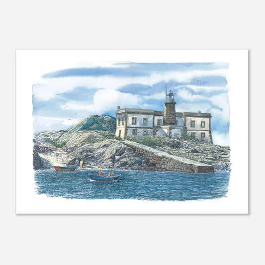 Faro de Lobeira Grande – Coastal Watercolour Poster