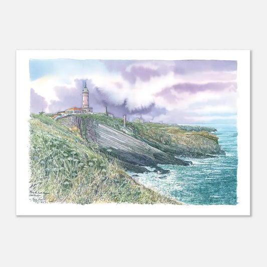 Faro de Cabo Mayor, Santander – Coastal Watercolour Poster