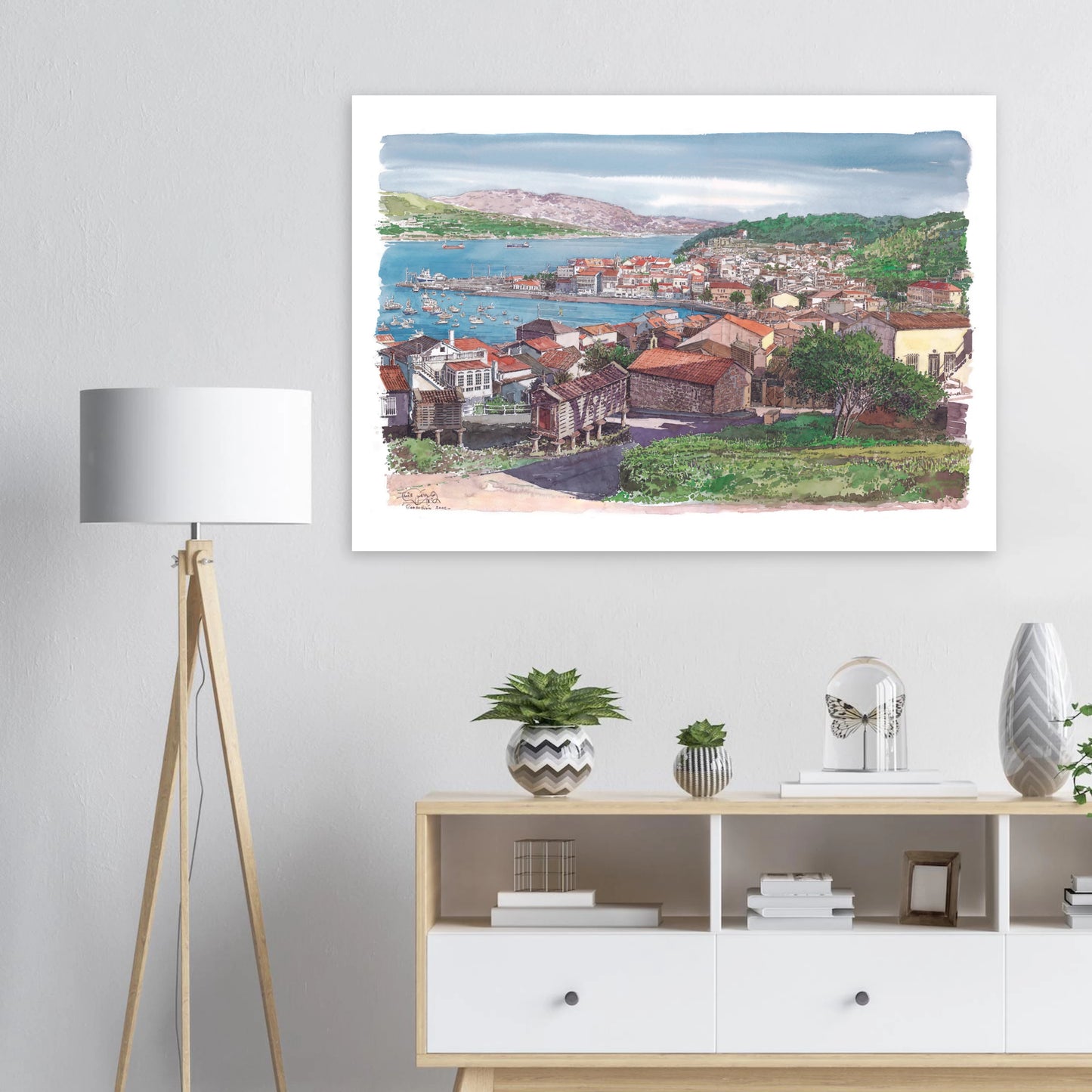 Corcubión, Galicia, Spain – Stunning Coastal Watercolour Art Piece