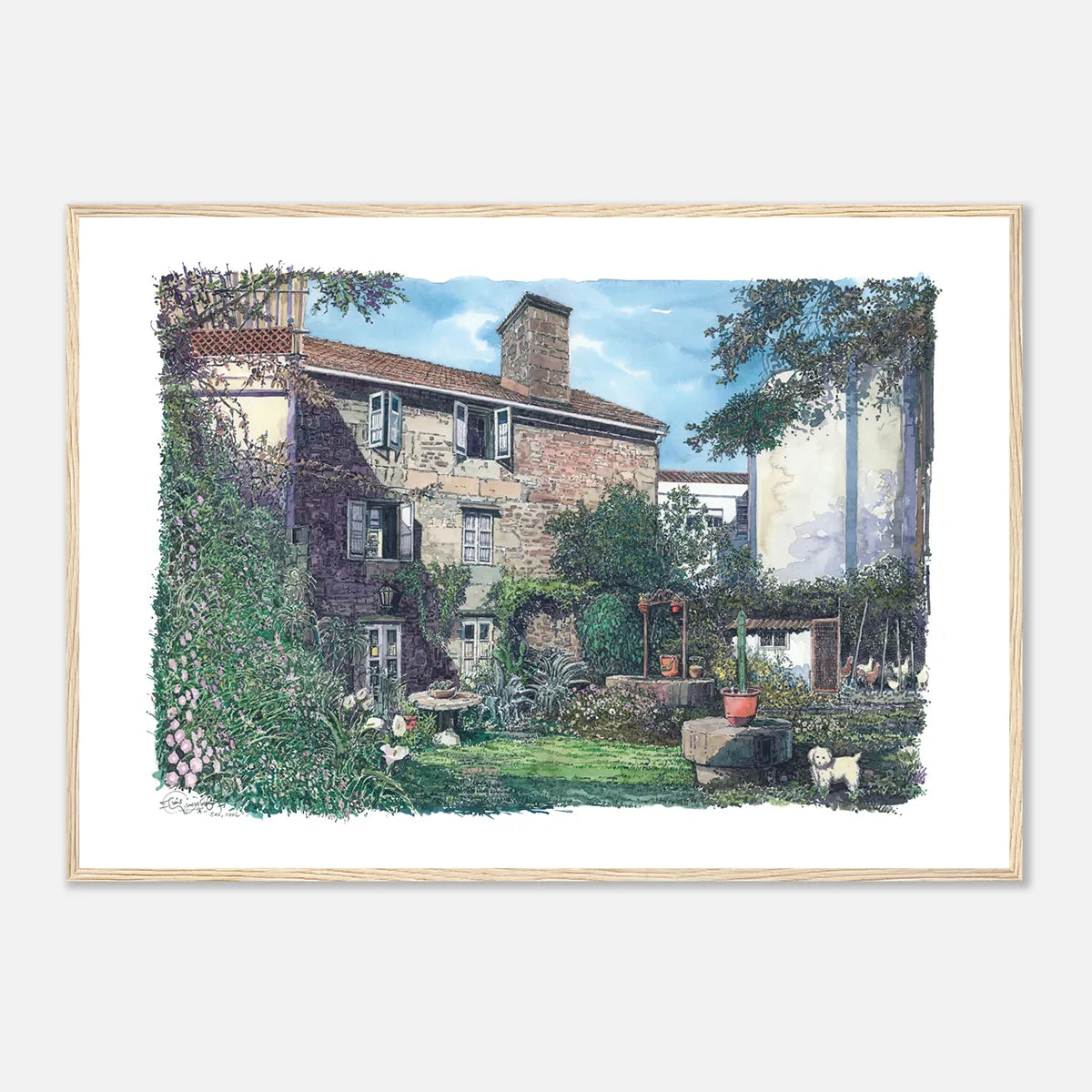 Patio Gallego, Cee, Galicia, Spain – Framed Watercolour Art Print