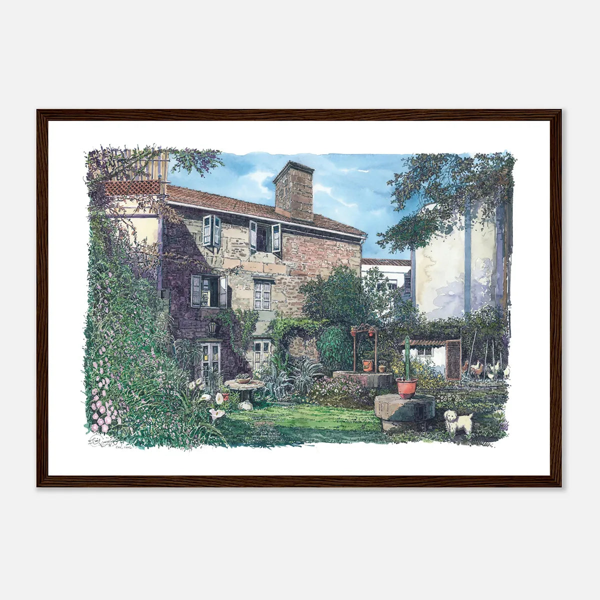 Patio Gallego, Cee, Galicia, Spain – Framed Watercolour Art Print