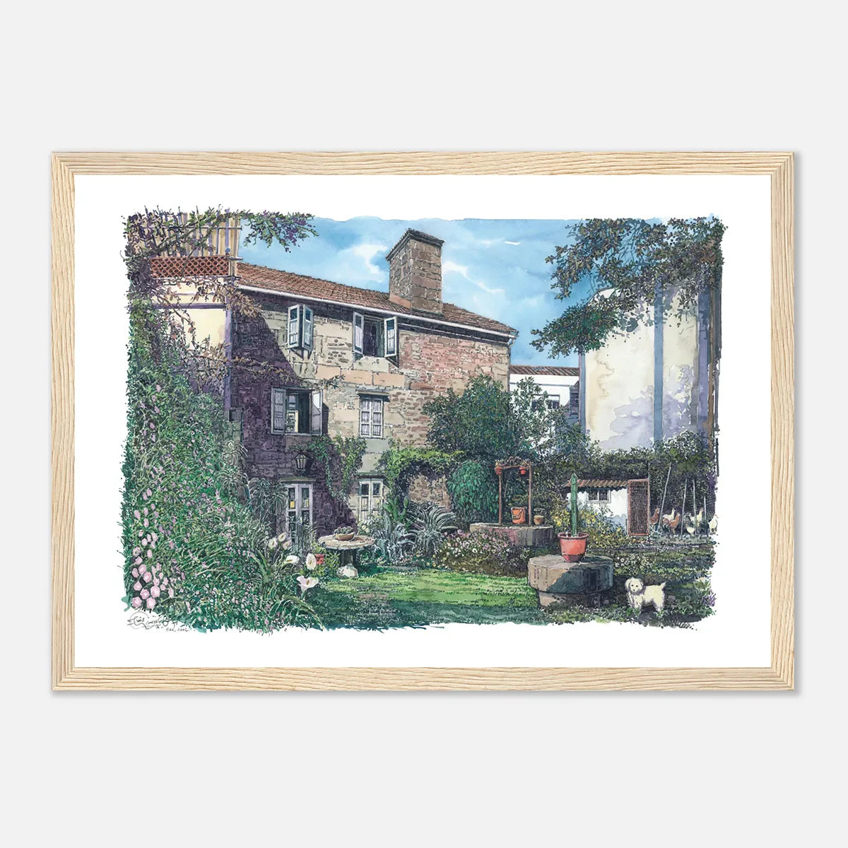 Patio Gallego, Cee, Galicia, Spain – Framed Watercolour Art Print