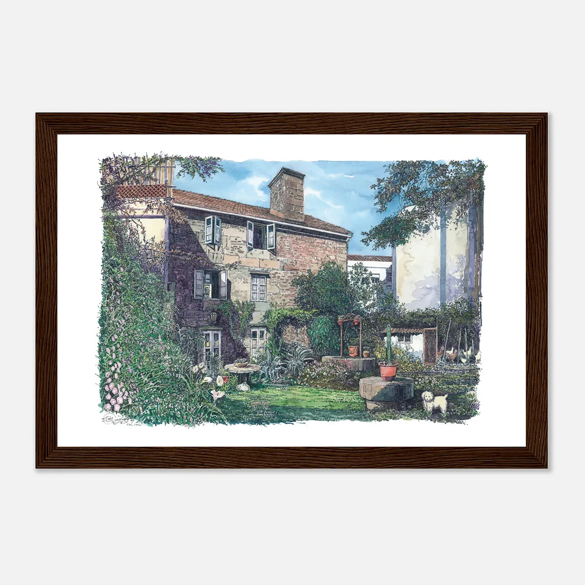 Patio Gallego, Cee, Galicia, Spain – Framed Watercolour Art Print