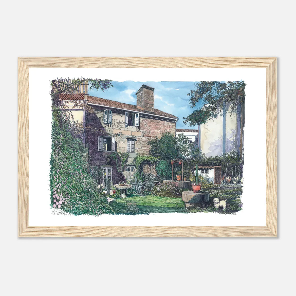 Patio Gallego, Cee, Galicia, Spain – Framed Watercolour Art Print