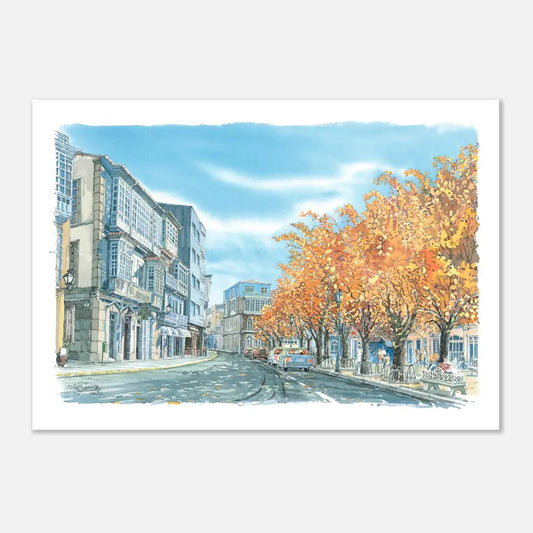 Plaza de Cee, Finisterre, Spain – Urban Watercolour Poster