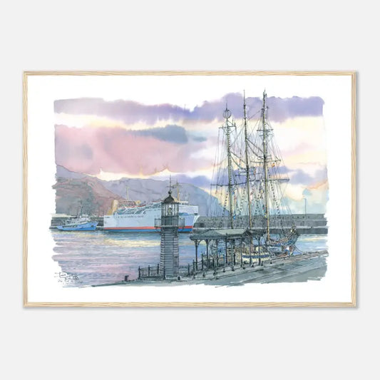 Santa Cruz de Tenerife, Spain  – Framed Coastal Watercolour Art Print